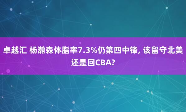 卓越汇 杨瀚森体脂率7.3%仍第四中锋, 该留守北美还是回CBA?